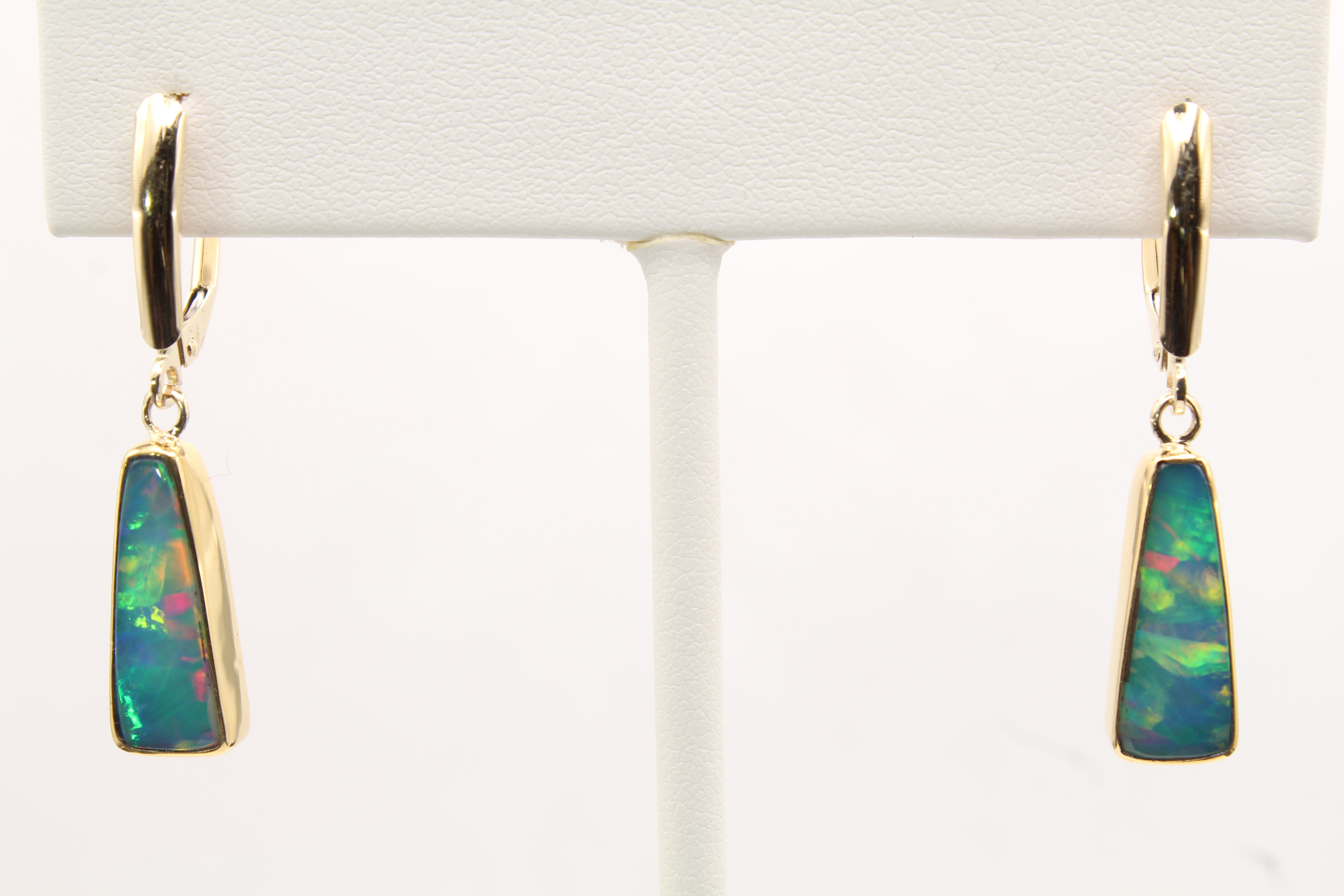 Ethiopian Opal Leverback Earrings | 22k Gold Bezel & 14k Gold