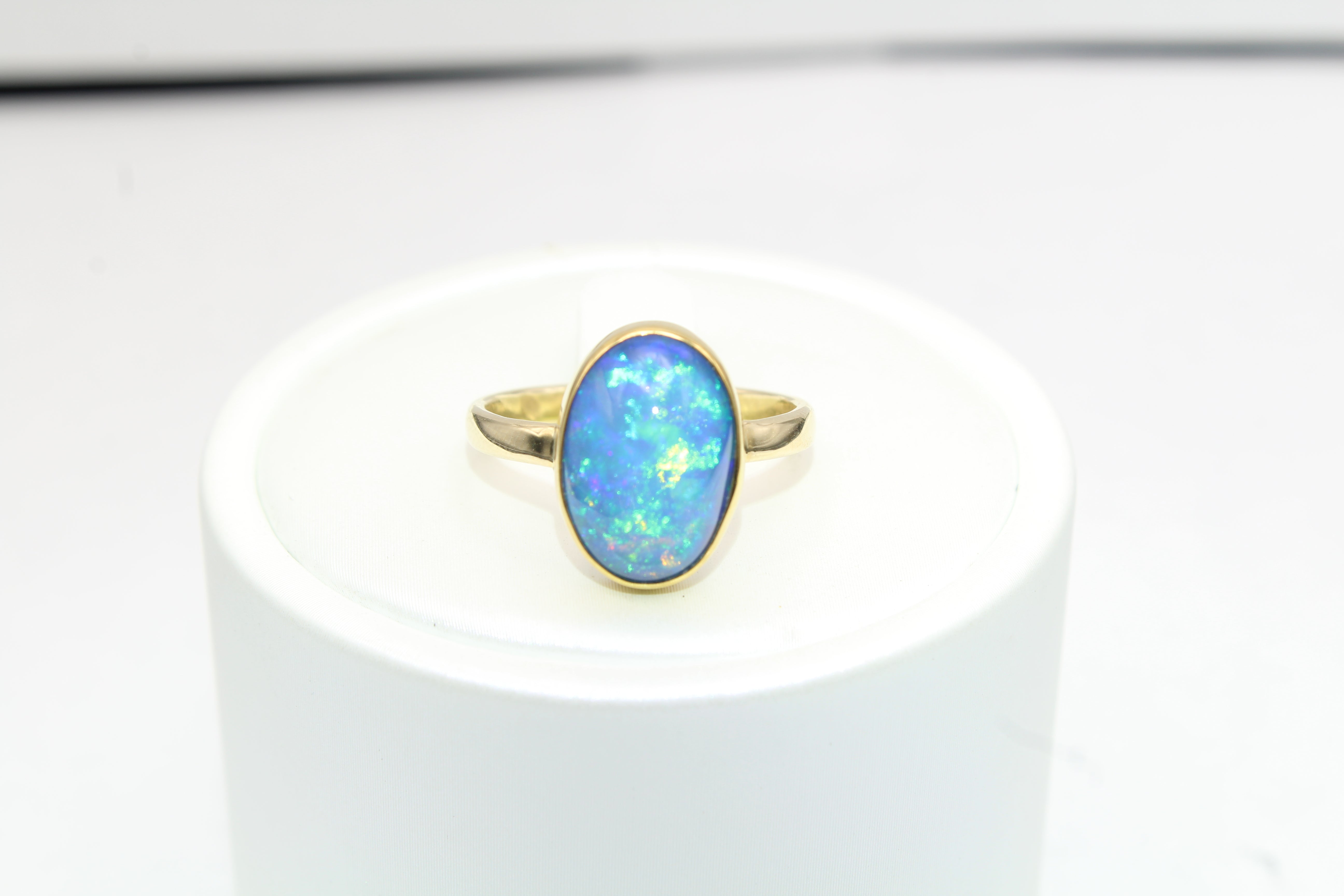 Heirloom Ethiopian Opal Ring | Handcrafted 22k Gold Bezel