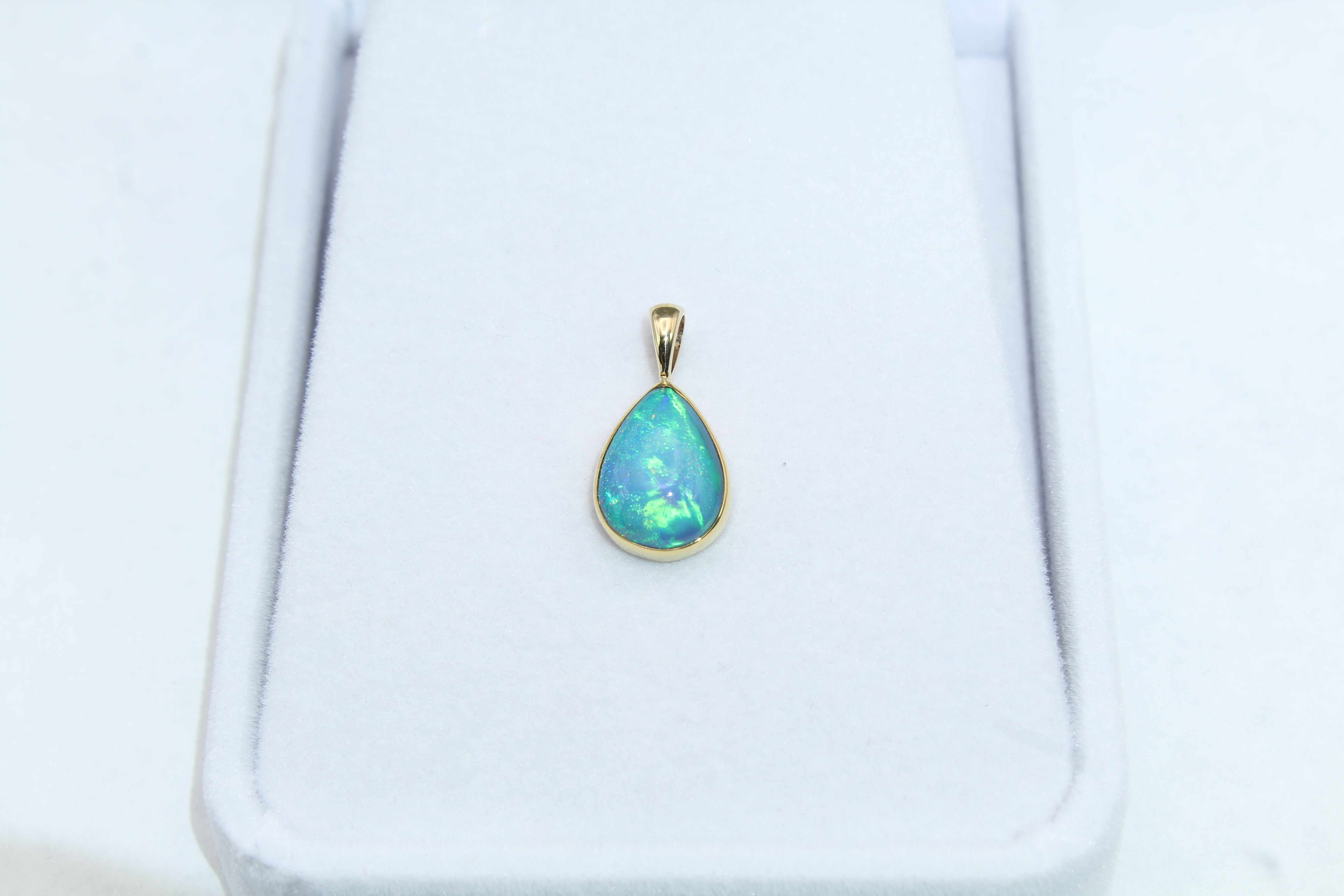 Solid 22k Gold Ethiopian Opal Teardrop Pendant