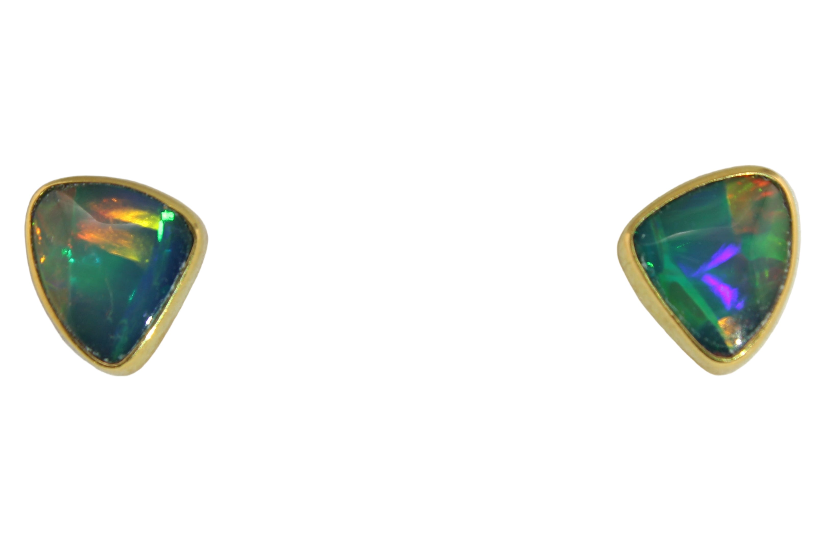 Freeform Ethiopian Opal Stud Earrings | 22k Gold Bezel & 14k Gold Posts