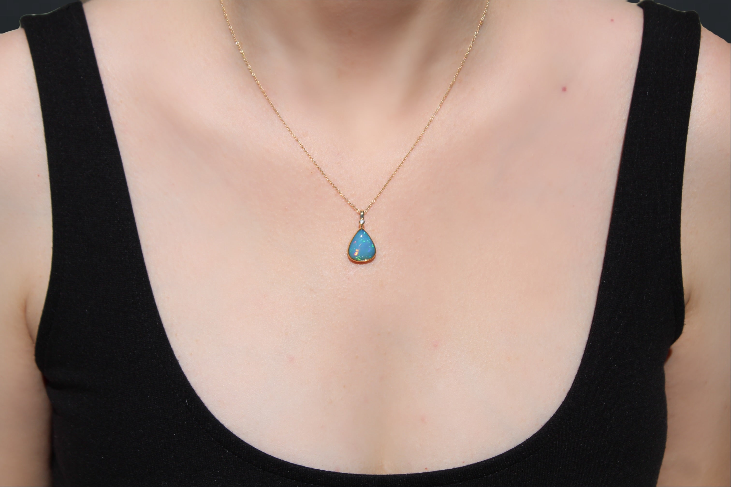 Ethiopian Opal Pendant with Diamond 22k 14k