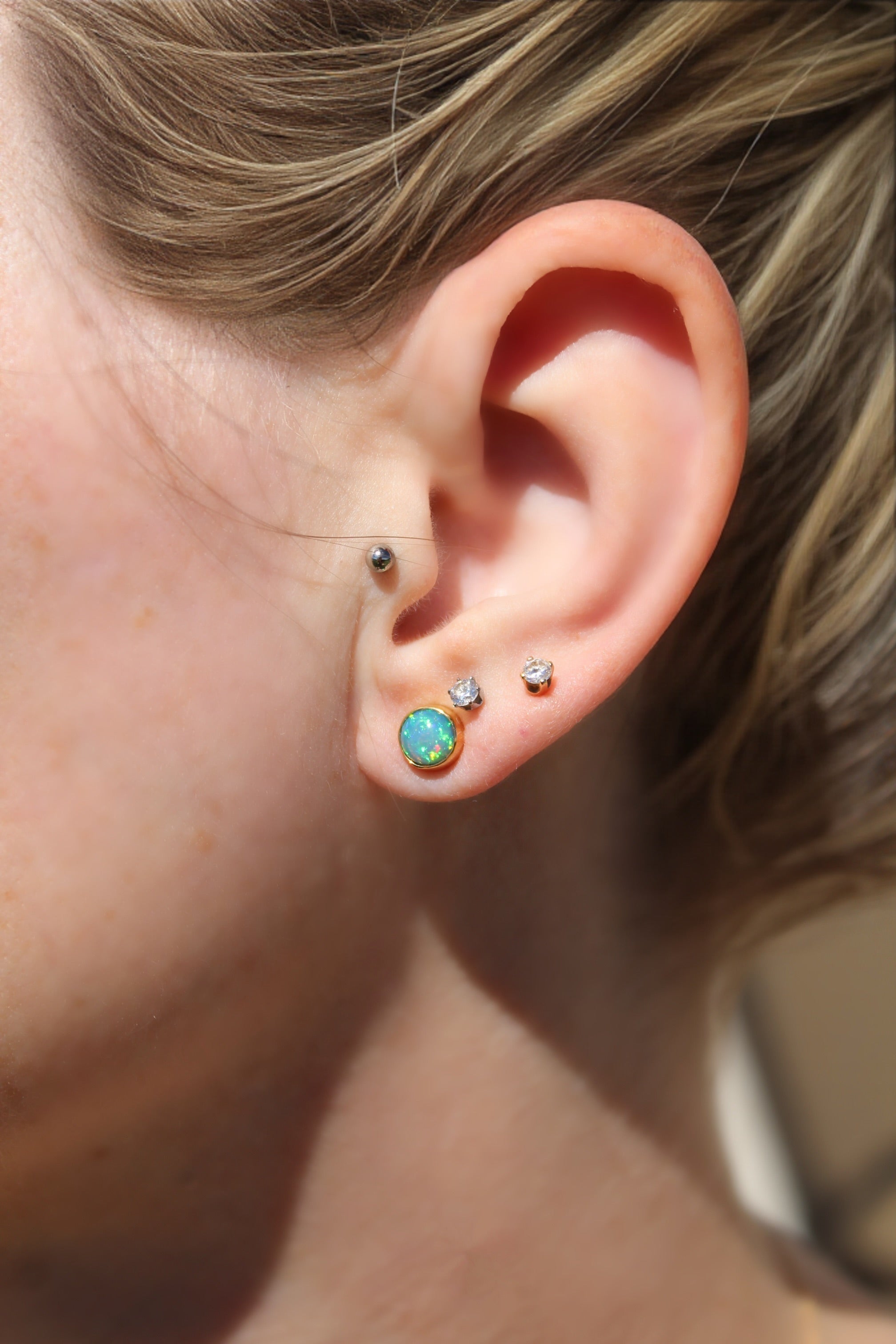 Handcrafted 22k Gold Bezel Opal Studs | Genuine Ethiopian Opals