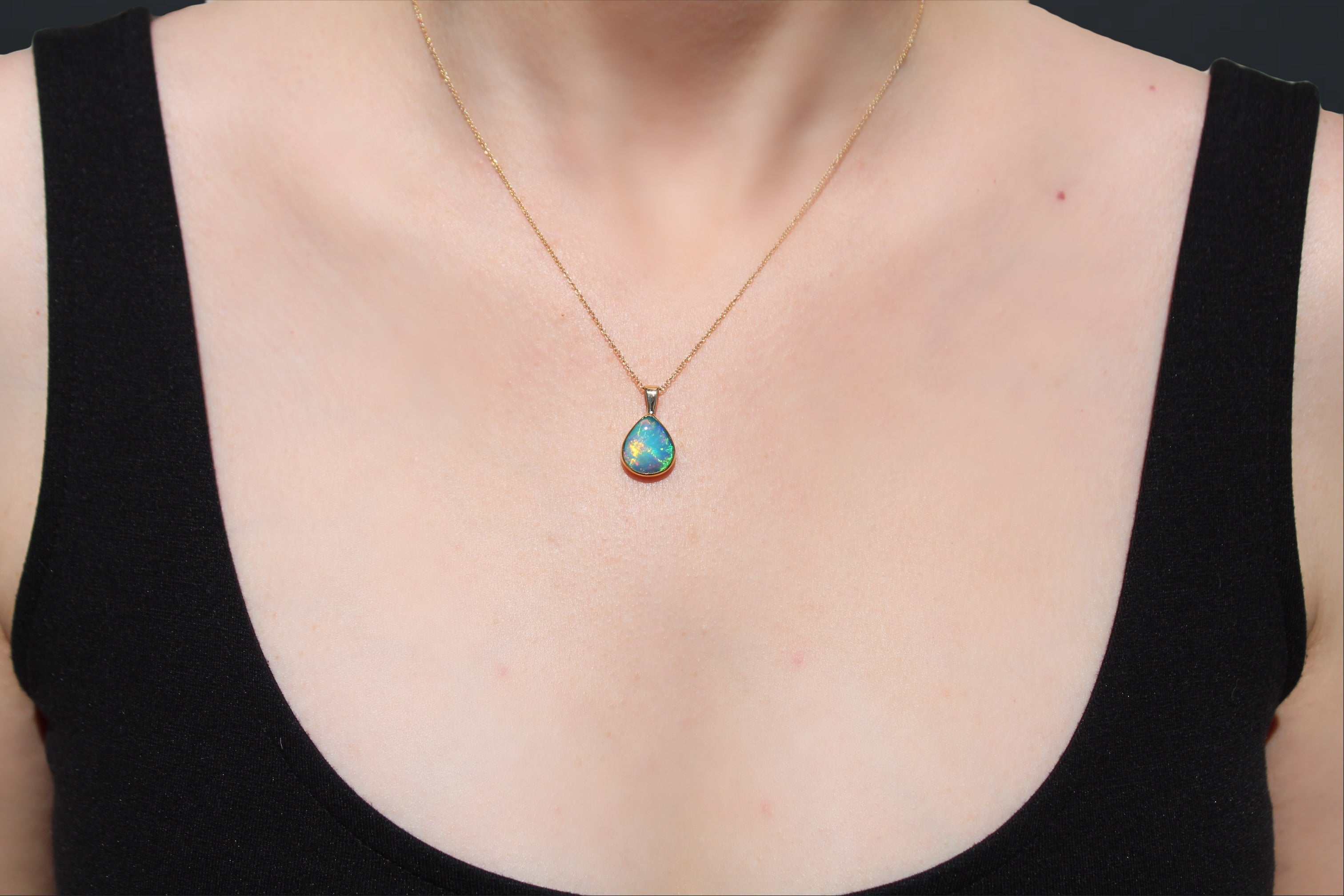 Unique Play-of-Color Ethiopian Opal Pendant | 22k & 14k Gold