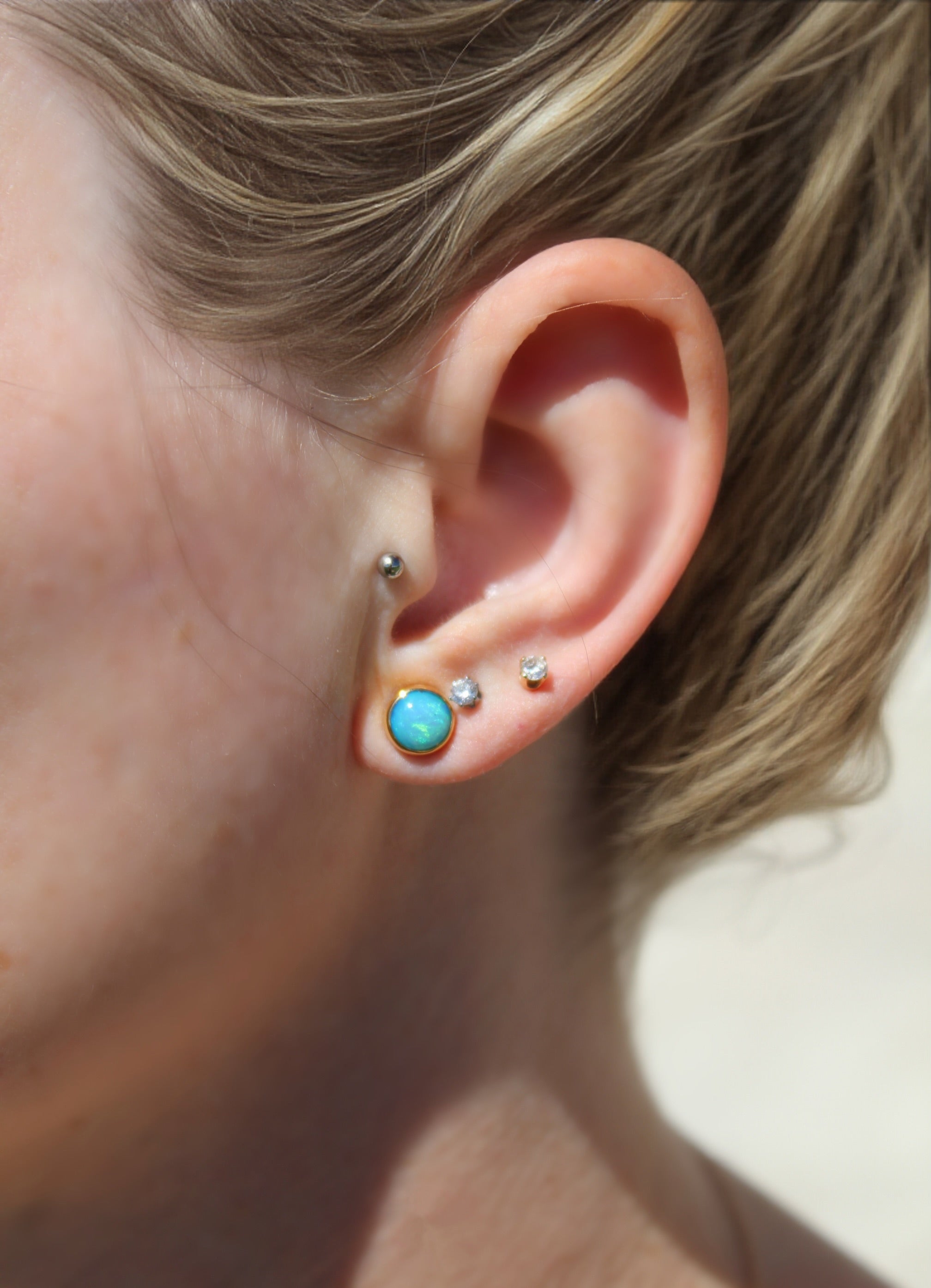 Fire of Ethiopia Opal Studs | Artisan 22k Gold Earrings
