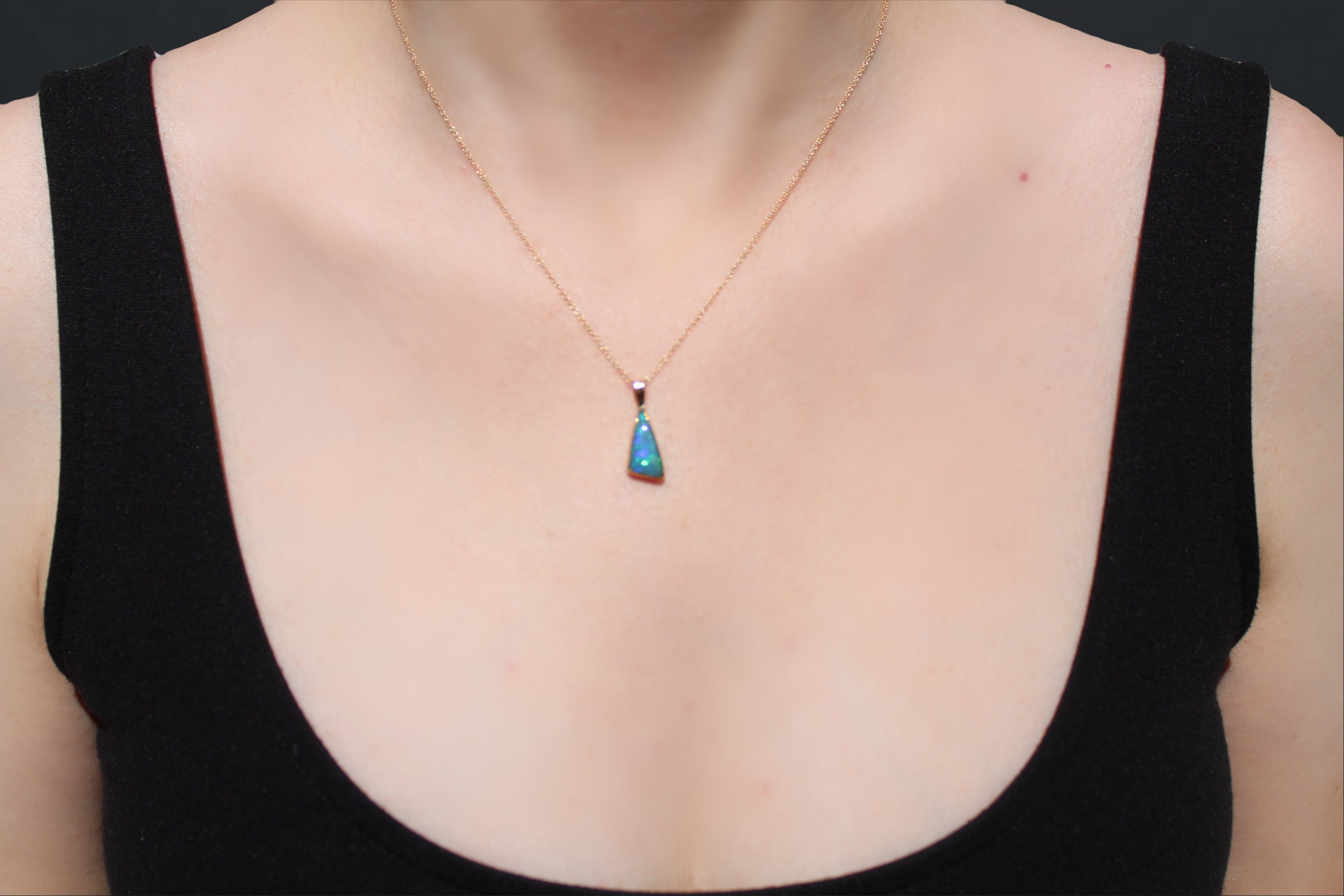 October Birthstone Pendant | Genuine Ethiopian Opal in Gold
