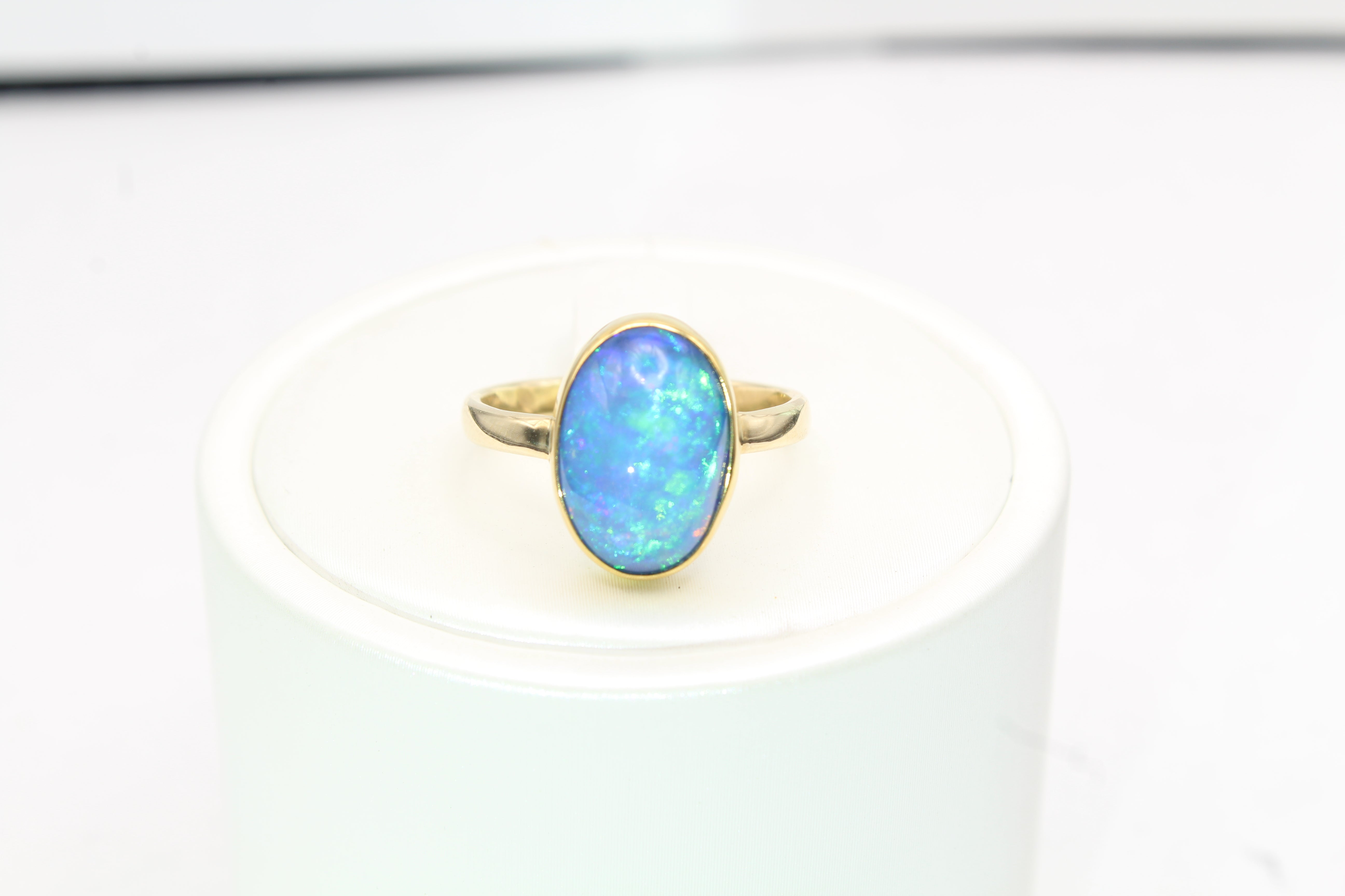 Heirloom Ethiopian Opal Ring | Handcrafted 22k Gold Bezel