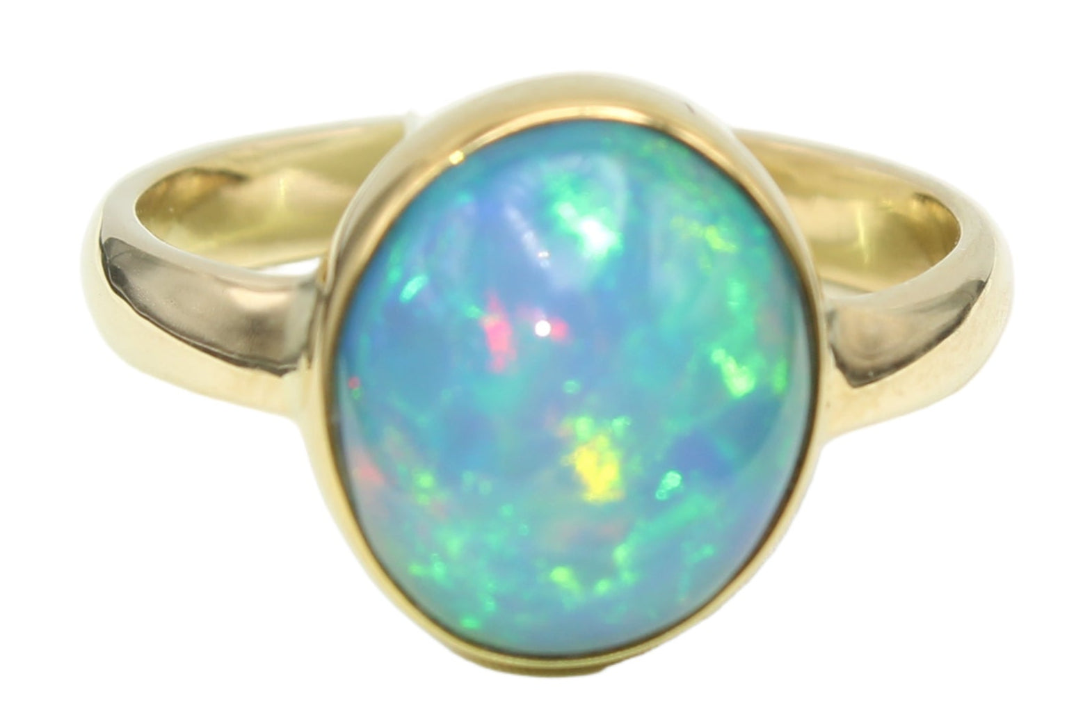 Living Fire Ethiopian Opal Ring | Unique Play-of-Color in Gold