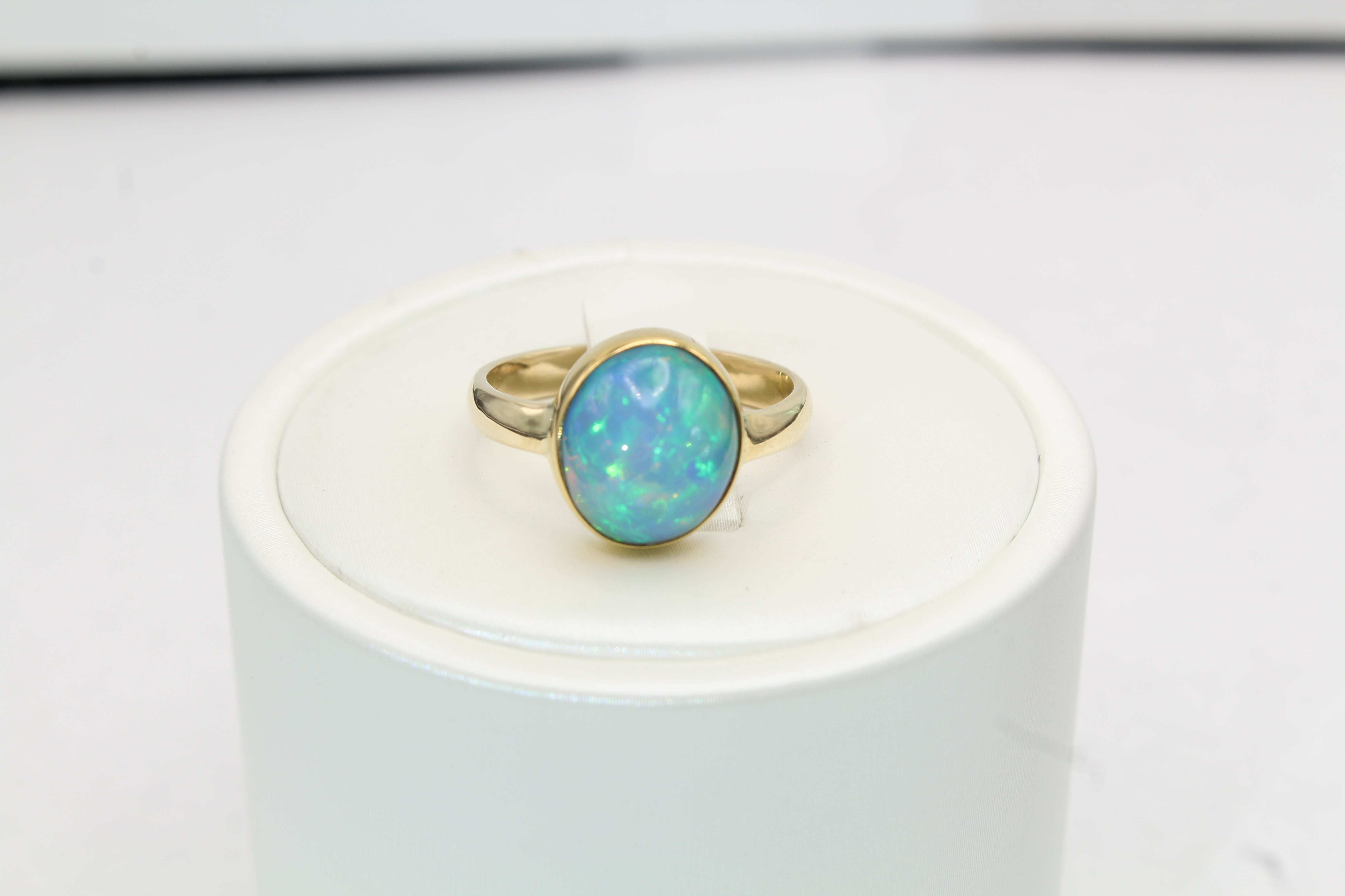Living Fire Ethiopian Opal Ring | Unique Play-of-Color in Gold