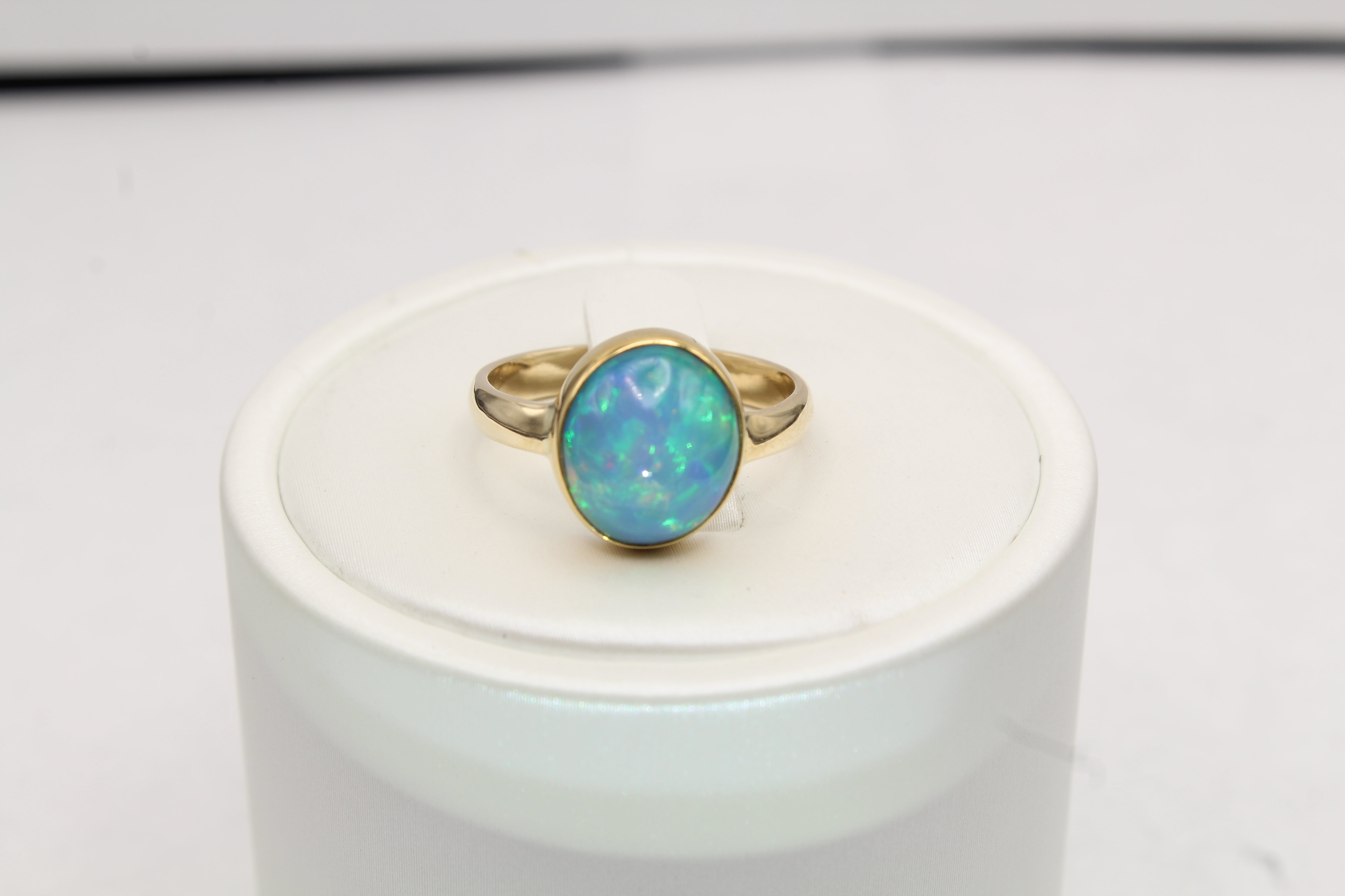 Living Fire Ethiopian Opal Ring | Unique Play-of-Color in Gold