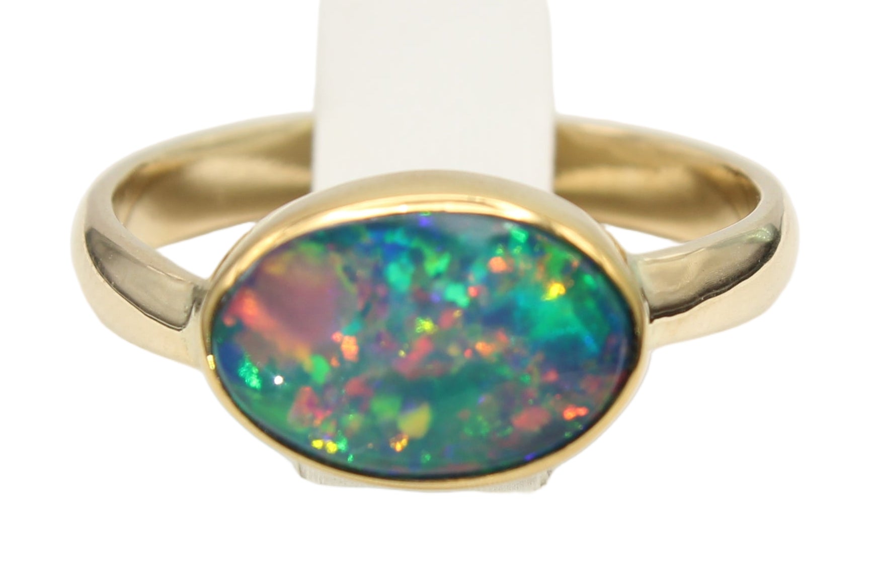 Oval Ethiopian Opal Ring with 22k Gold Bezel