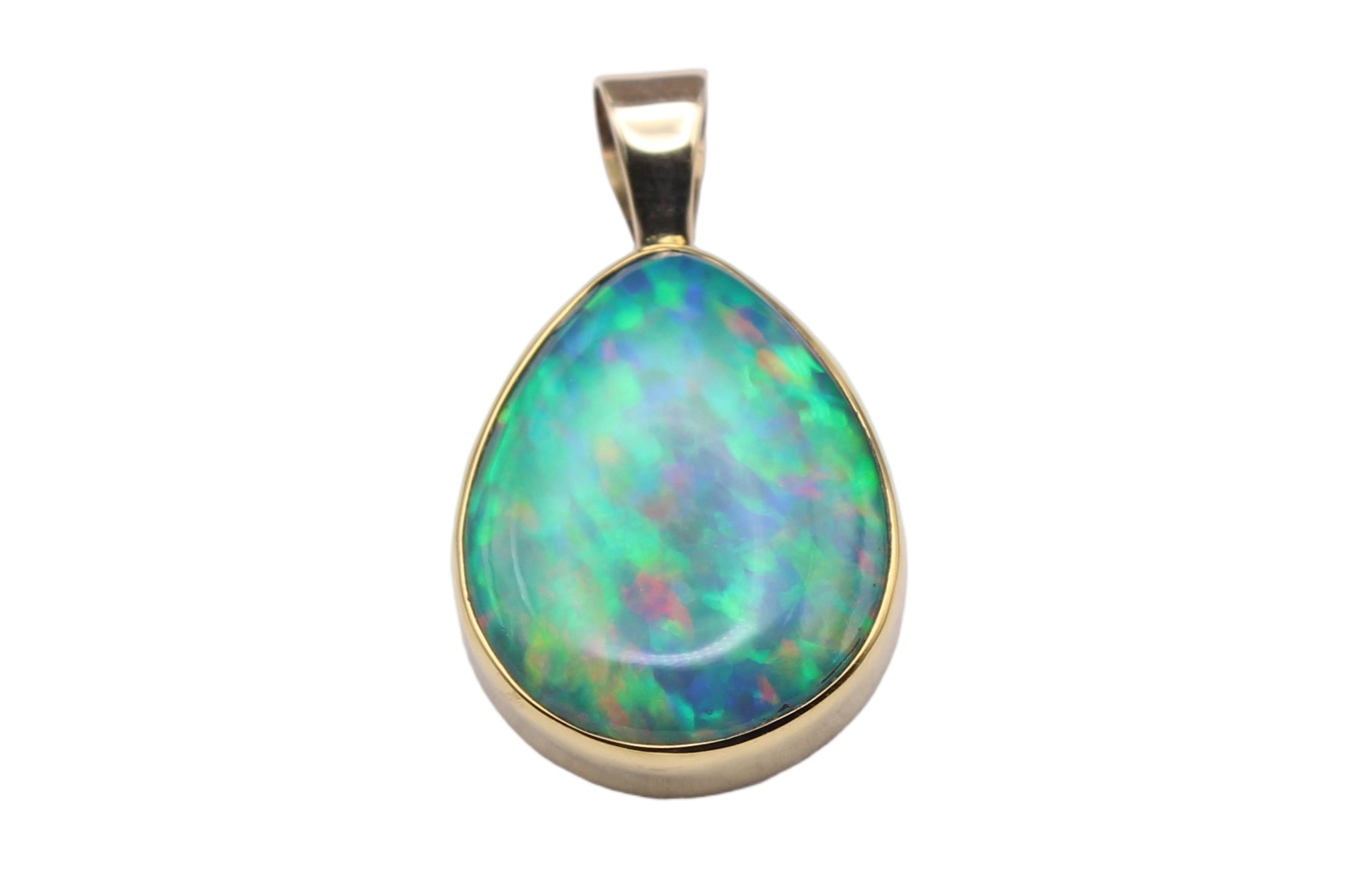 Ethiopian Opal Pendant in 22k Gold Bezel with 14k Bail