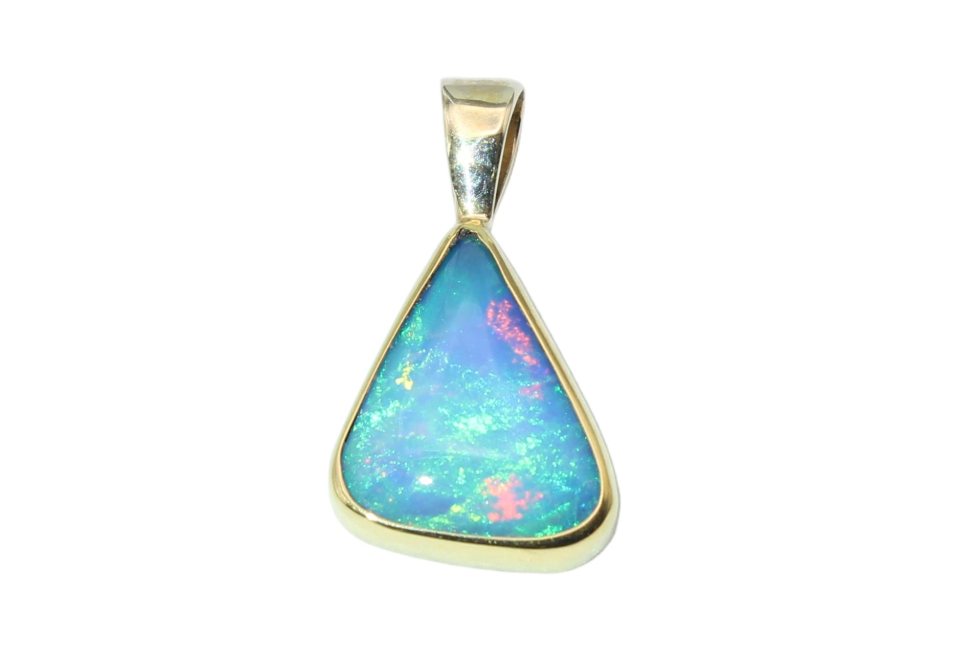 Vibrant Ethiopian Opal Freeform Pendant | 22k & 14k Gold