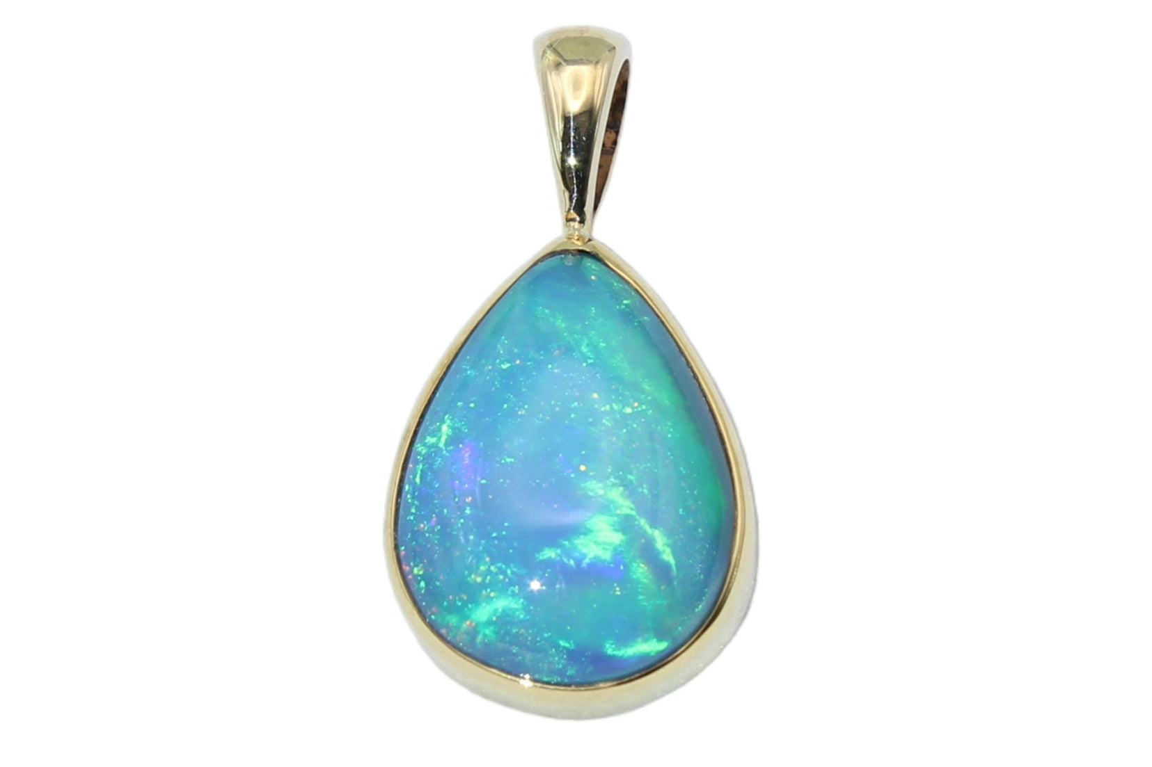 Solid 22k Gold Ethiopian Opal Teardrop Pendant