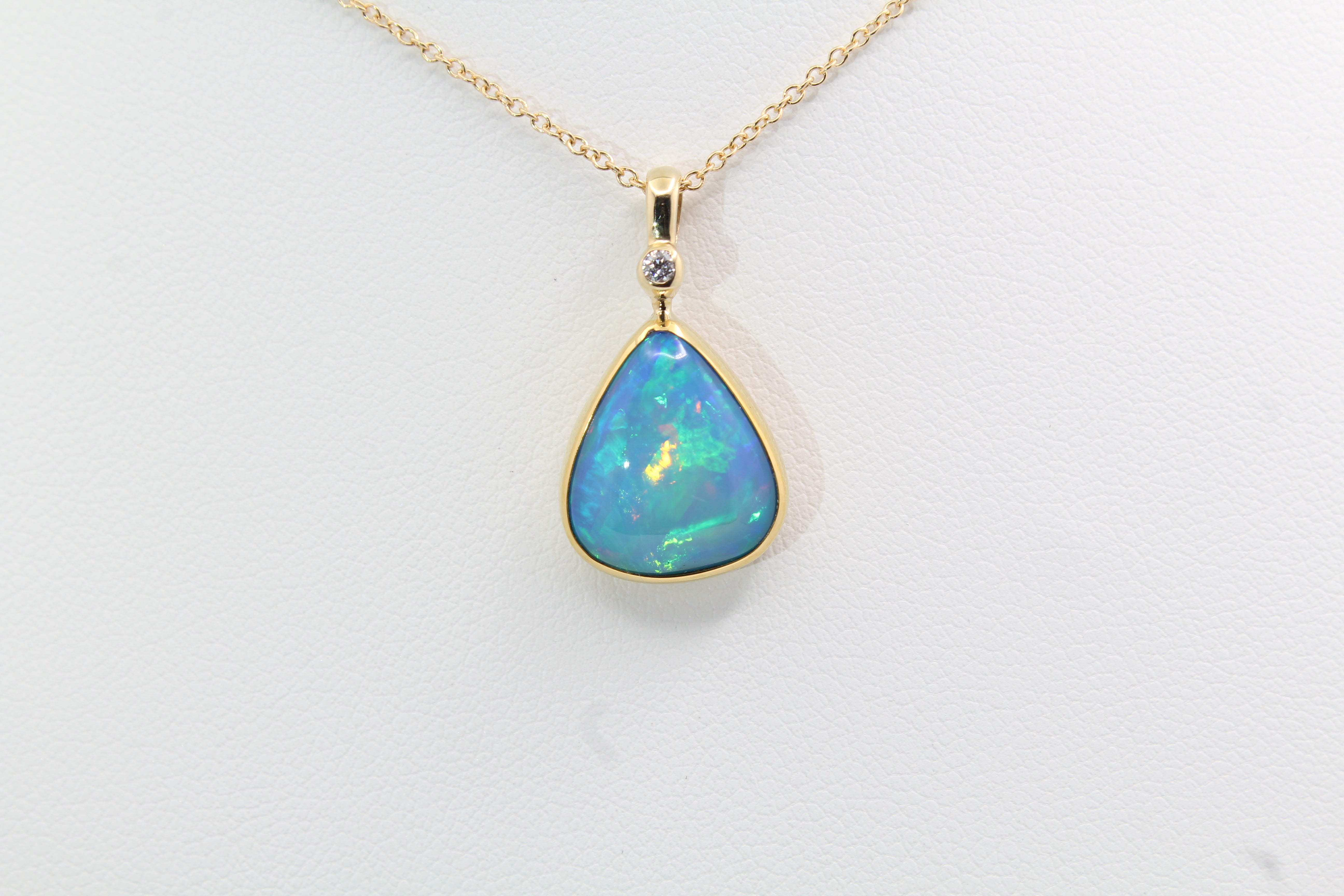 Ethiopian Opal Pendant with Diamond 22k 14k