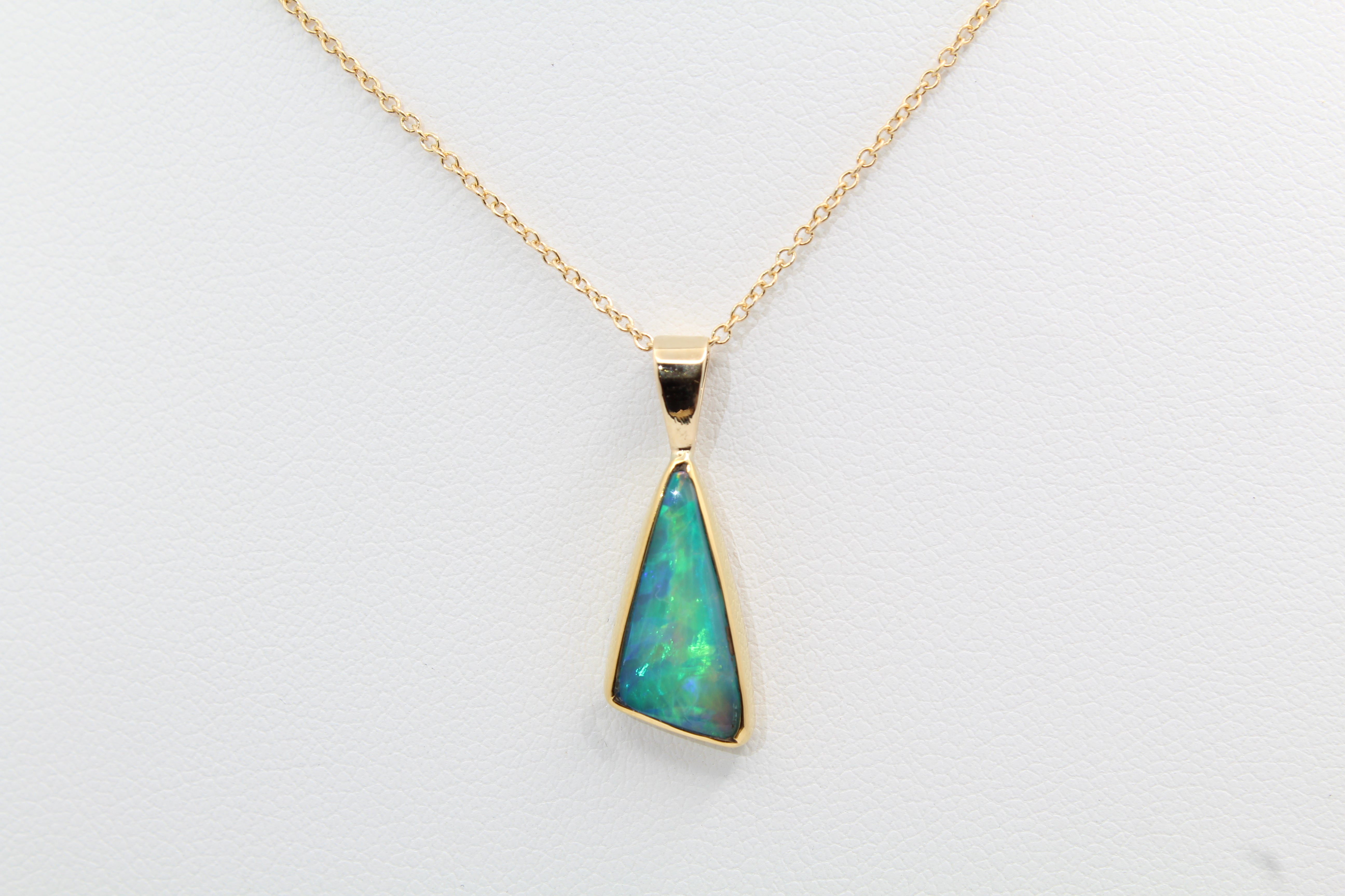 October Birthstone Pendant | Genuine Ethiopian Opal in Gold