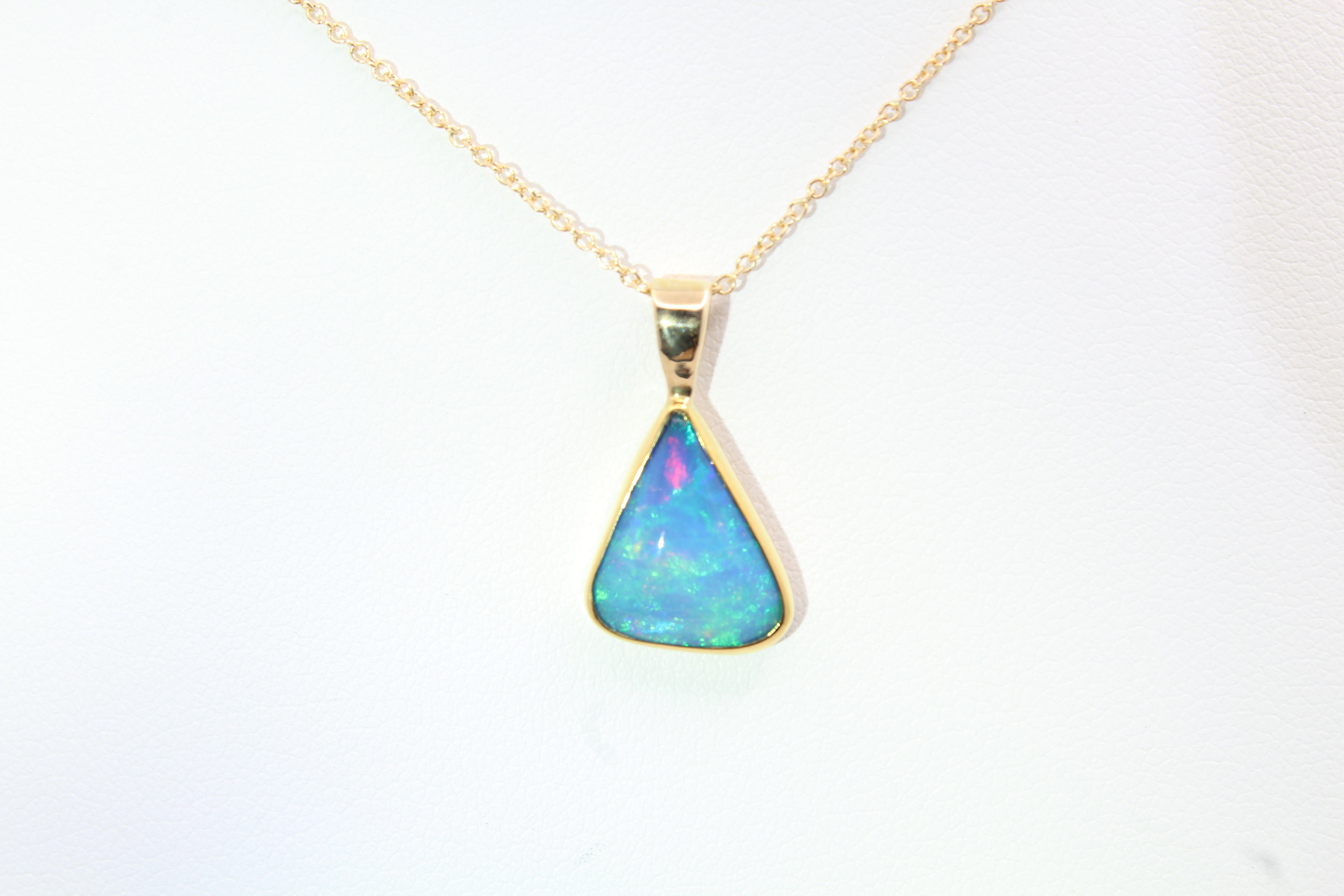 Vibrant Ethiopian Opal Freeform Pendant | 22k & 14k Gold