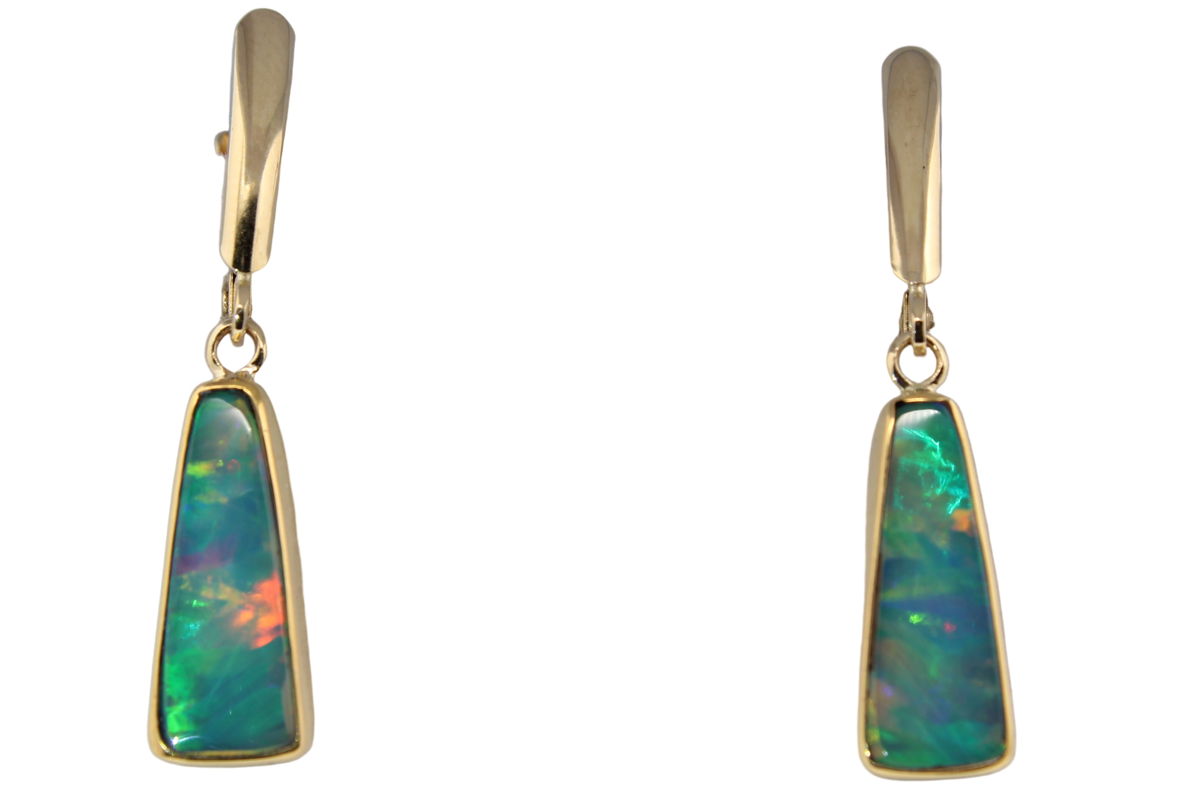 Ethiopian Opal Leverback Earrings | 22k Gold Bezel & 14k Gold