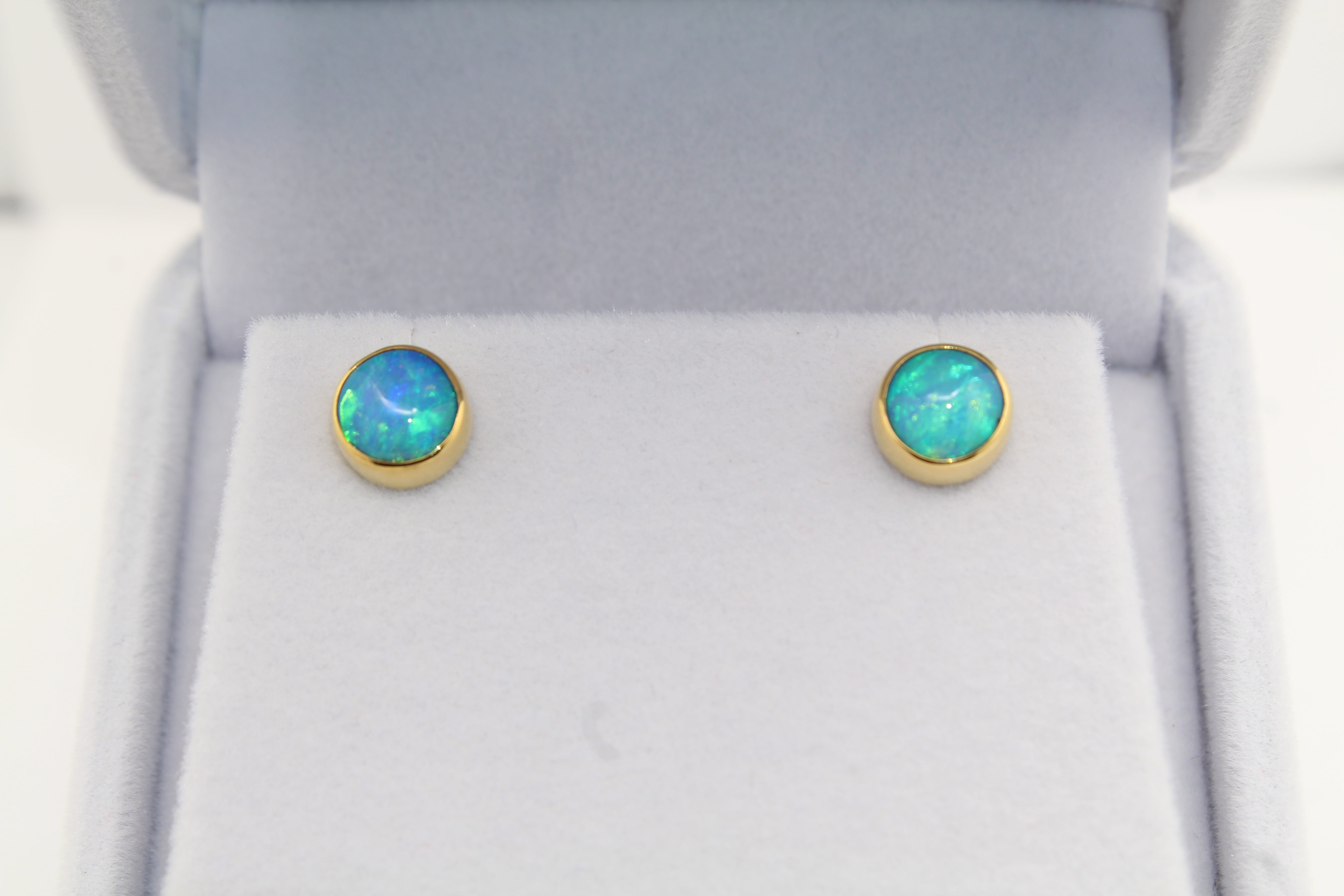 Fire of Ethiopia Opal Studs | Artisan 22k Gold Earrings