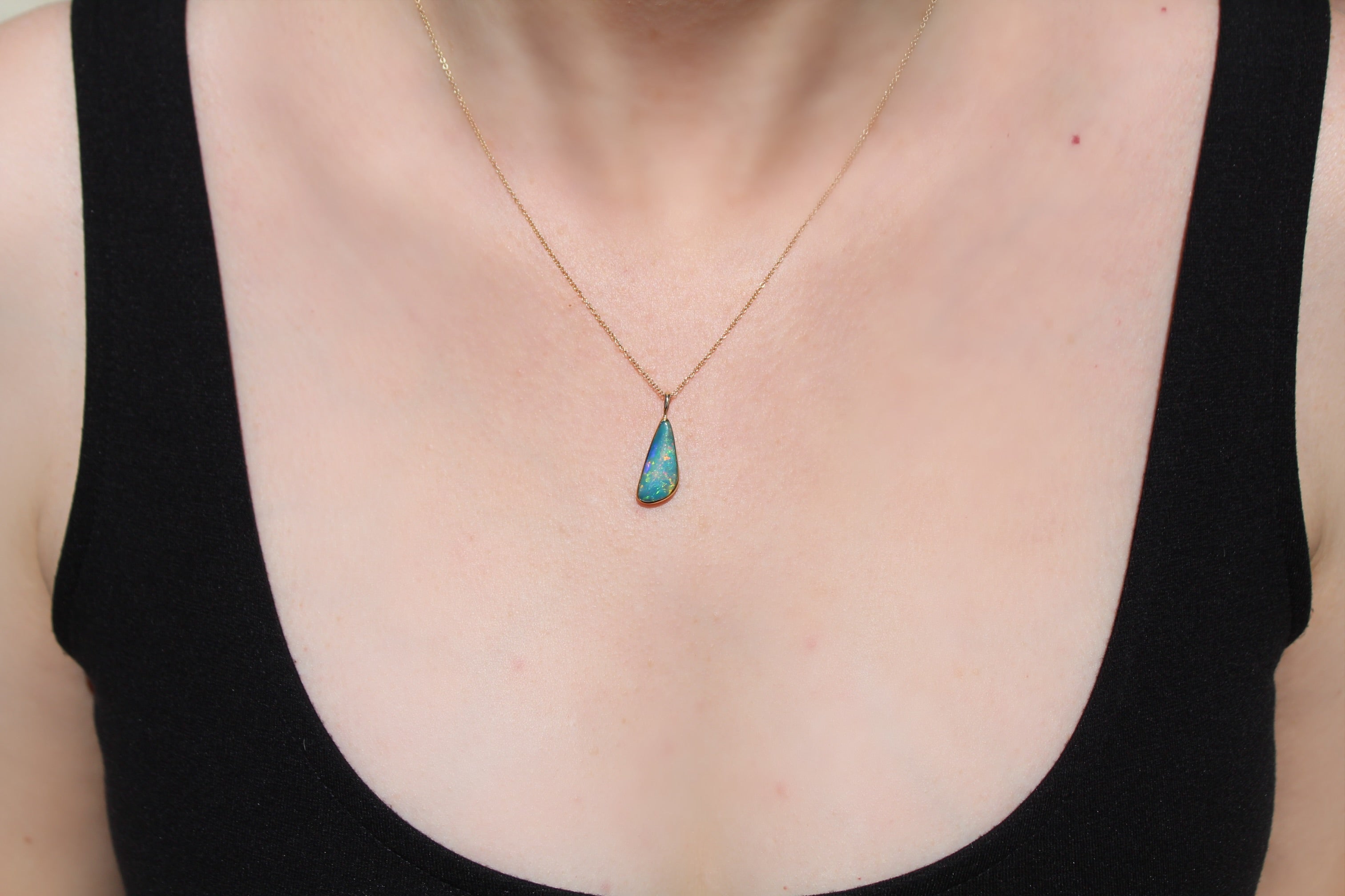Radiant Ethiopian Opal Pendant | Solid Gold Design