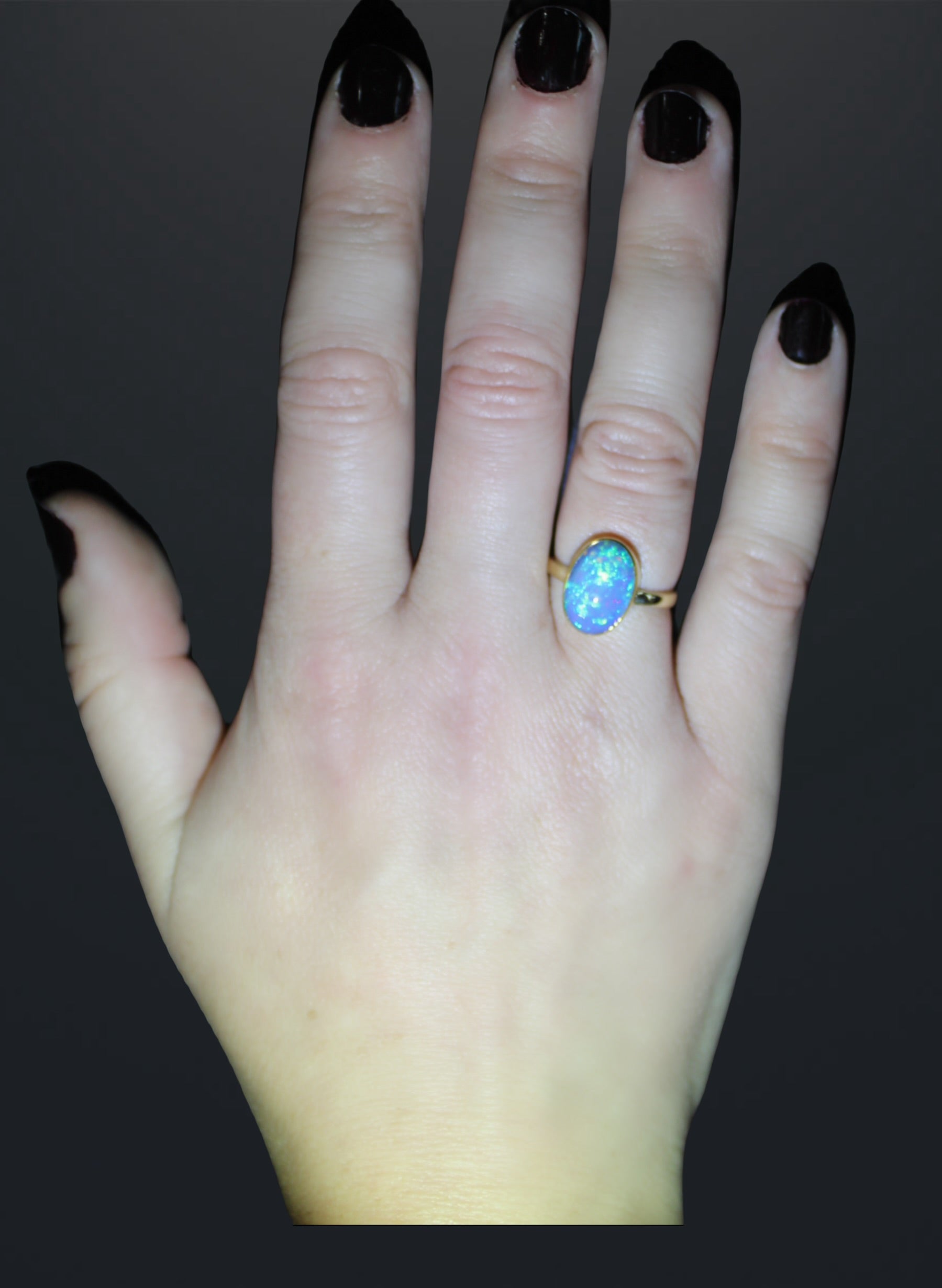 Ethiopian Opal Ring in Solid 14k & 22k Gold | Oval Bezel Set